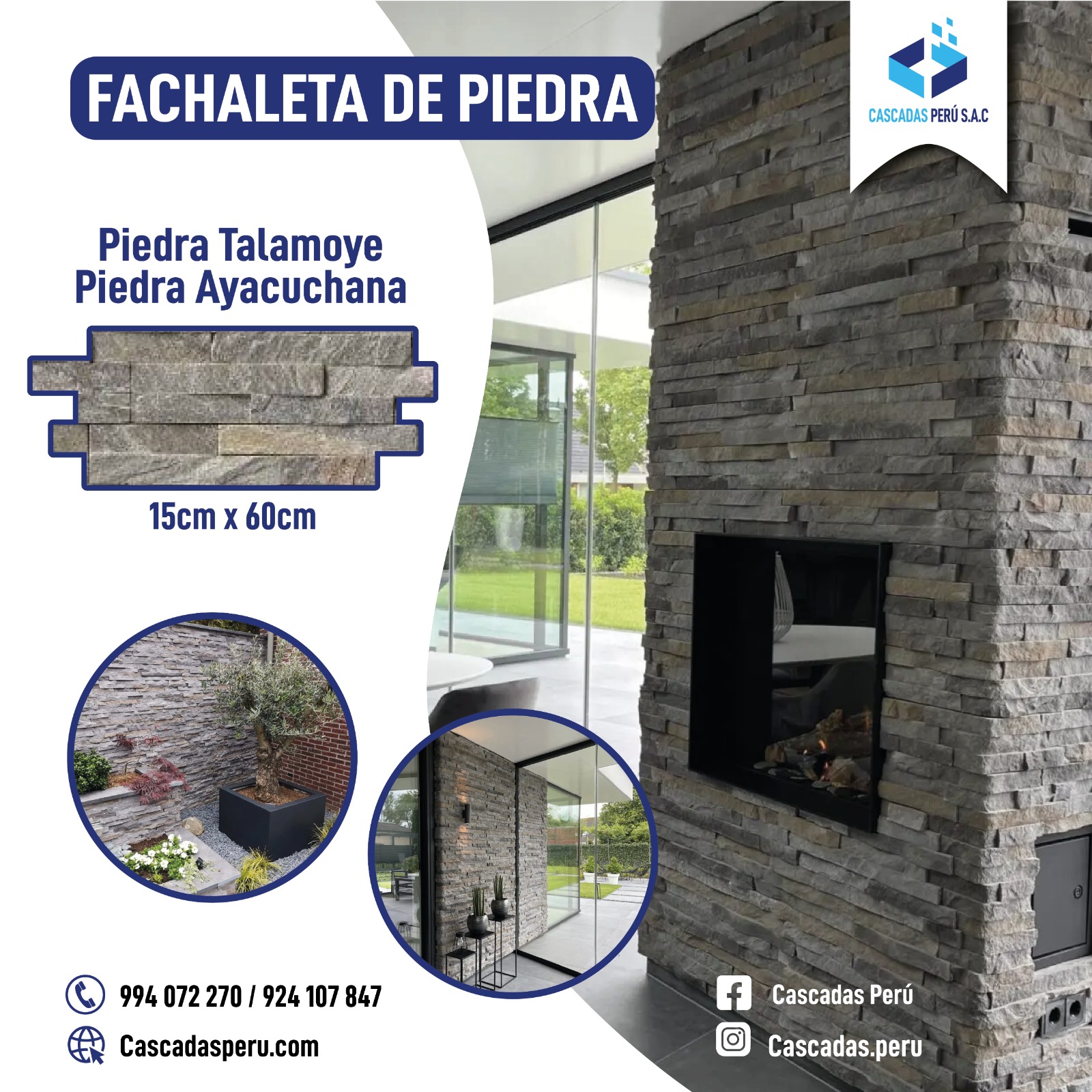 FACHALETAS DE PIEDRA - FACHALETAS DE MADERA - FACHALETAS DE CONCRETO